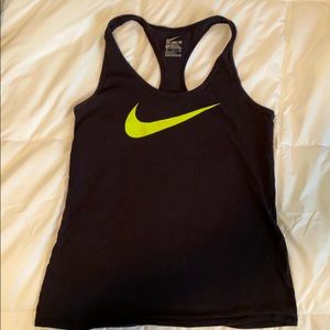 Nike Workout Tank Black Neon Yellow Swoosh Medium